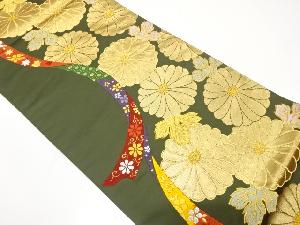 熨斗に菊模様織り出し　振袖用袋帯